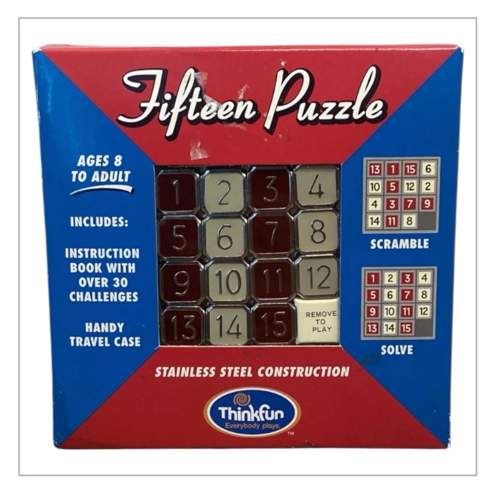 Thinkfun Fifteen Puzzle Brain Game w/Case Instruction Booklet